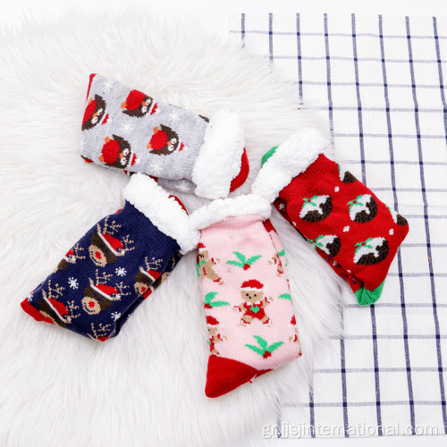 Αρνί μαλλί χειμερινό fleece Χριστουγεννιάτικες κάλτσες